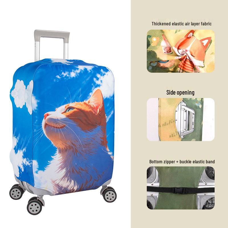 Maßgefertigter elastischer Gepäckschutzbezug mit Digitaldruck, verdickte Luftschicht für Reise-Trolleykoffer