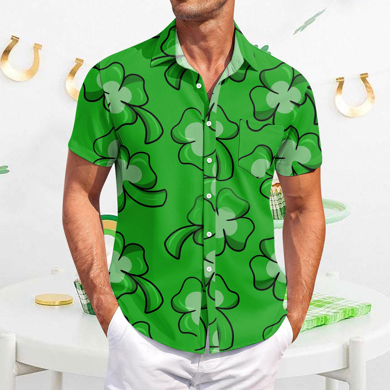 

Мужские винтажные рубашки для боулинга на пуговицах с коротким рукавом, летняя пляжная рубашка XXL зелёный