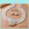 Flower Jewelry Set With Alloy Water Drilling Pearl Chain For Women And Men
