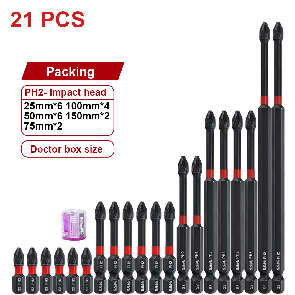 20pcs Magnetic Screwdriver Bit Set Non-Slip Impact Batch Head Cross Electric Drill Screw Driver Head Kit Screwdriver with Box