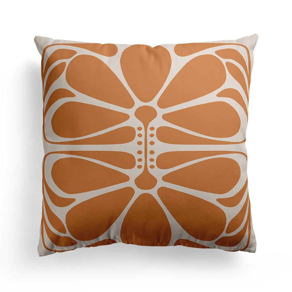 New Nordic Orange Geometric Pillowcase Floral Print Peach Leather Fleece Home Pillow Cushion Cover