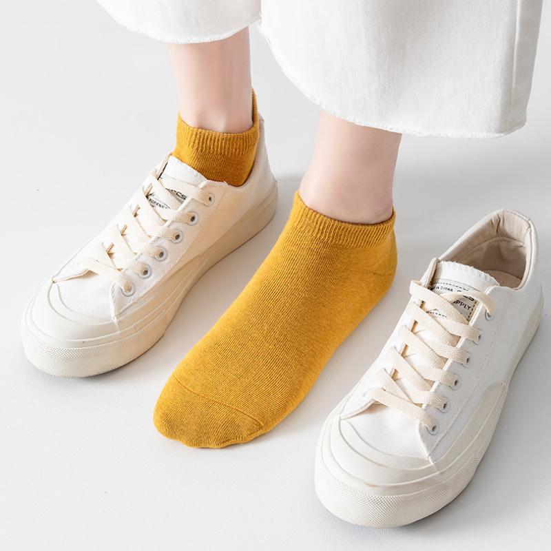 5 Paar Frühling und Sommer Kurze Socken Damen Atmungsaktiv Deodorant Lässig Niedrigschaft Bootssocken Antibakteriell Deodorant Damen Socken