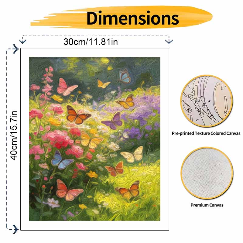 Oil Painting by Numbers Kit with Vibrant Butterflies and Wildflowers Hand Painting Home Decoration Paintings with Family. 119 characters.
