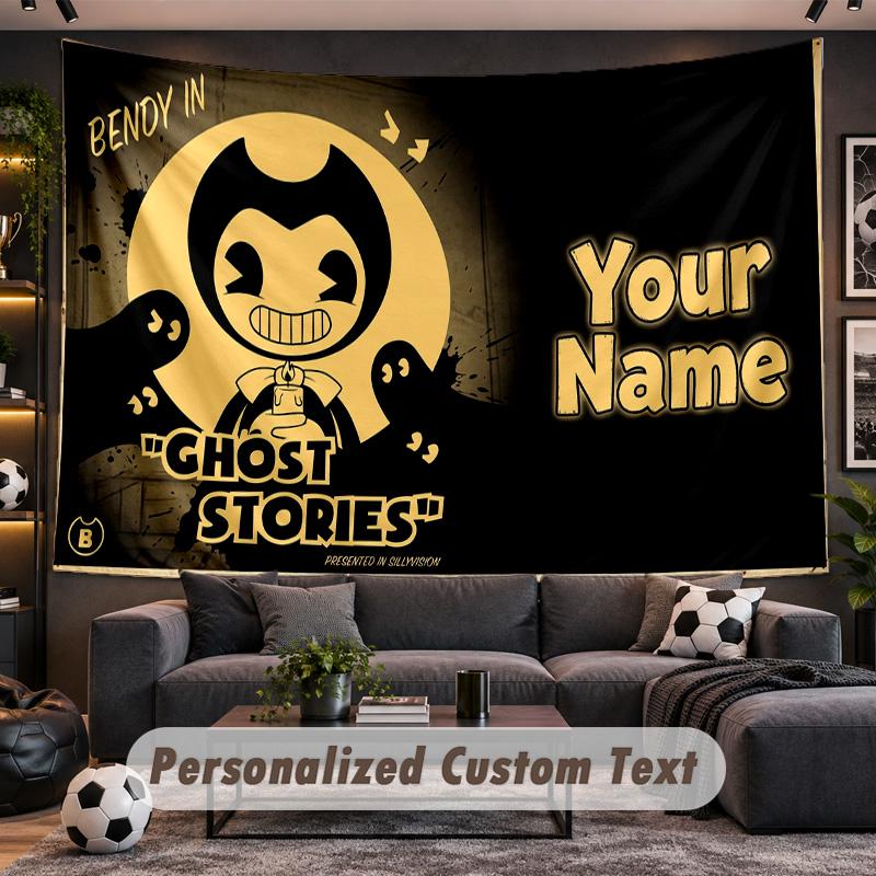 Bendy and the Ink Machine Personalized Tapestry Support Custom Name, Wall Art Home Decoration