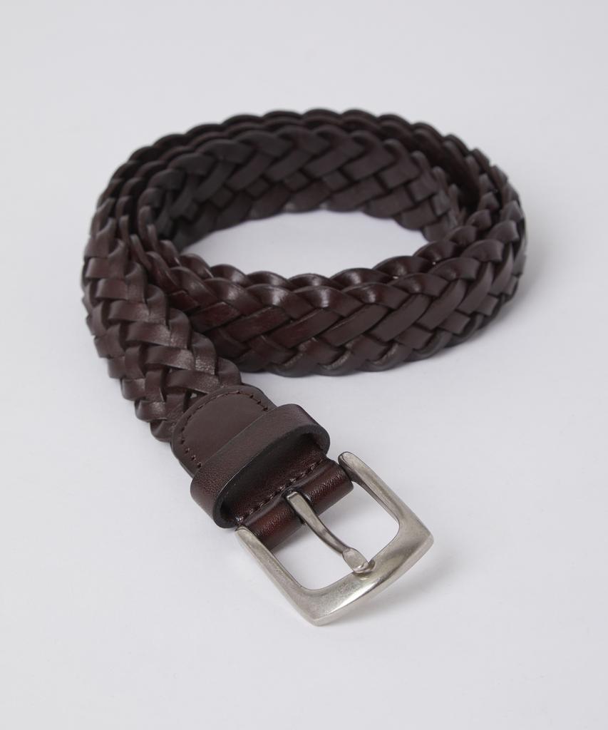 247Silijeu Leather Weaving Belt Dark Brown
