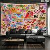 Colorful Fantasy Collage Custom Name Wall Tapestry Aesthetic Wall Hanging Printed Fabric Blanket Decorative Tapestries for Bedroom Living Room Home De