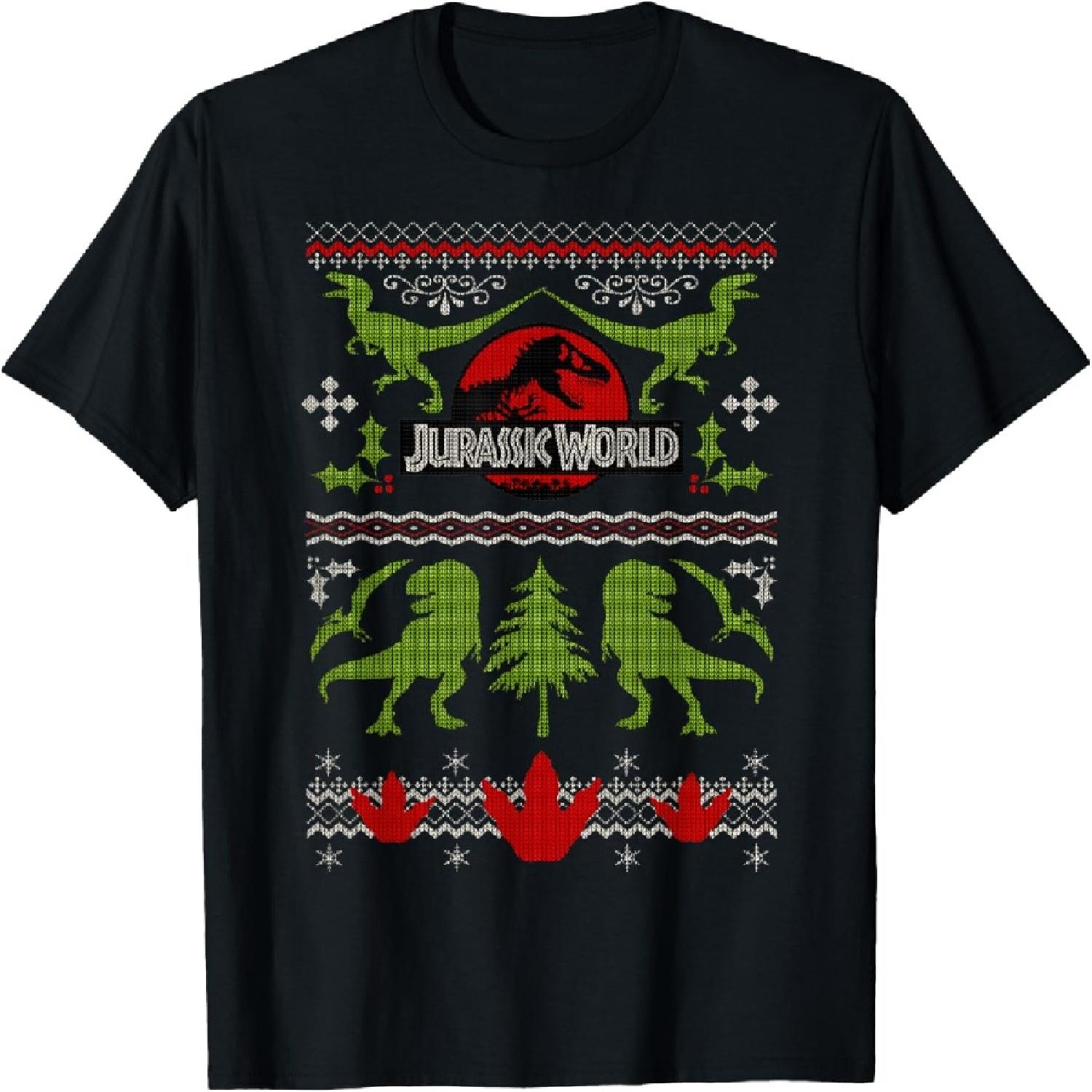 

Jurassic World Dinosaur Xmas Ugly Sweater Short Sleeve T-Shirt XXXXXL