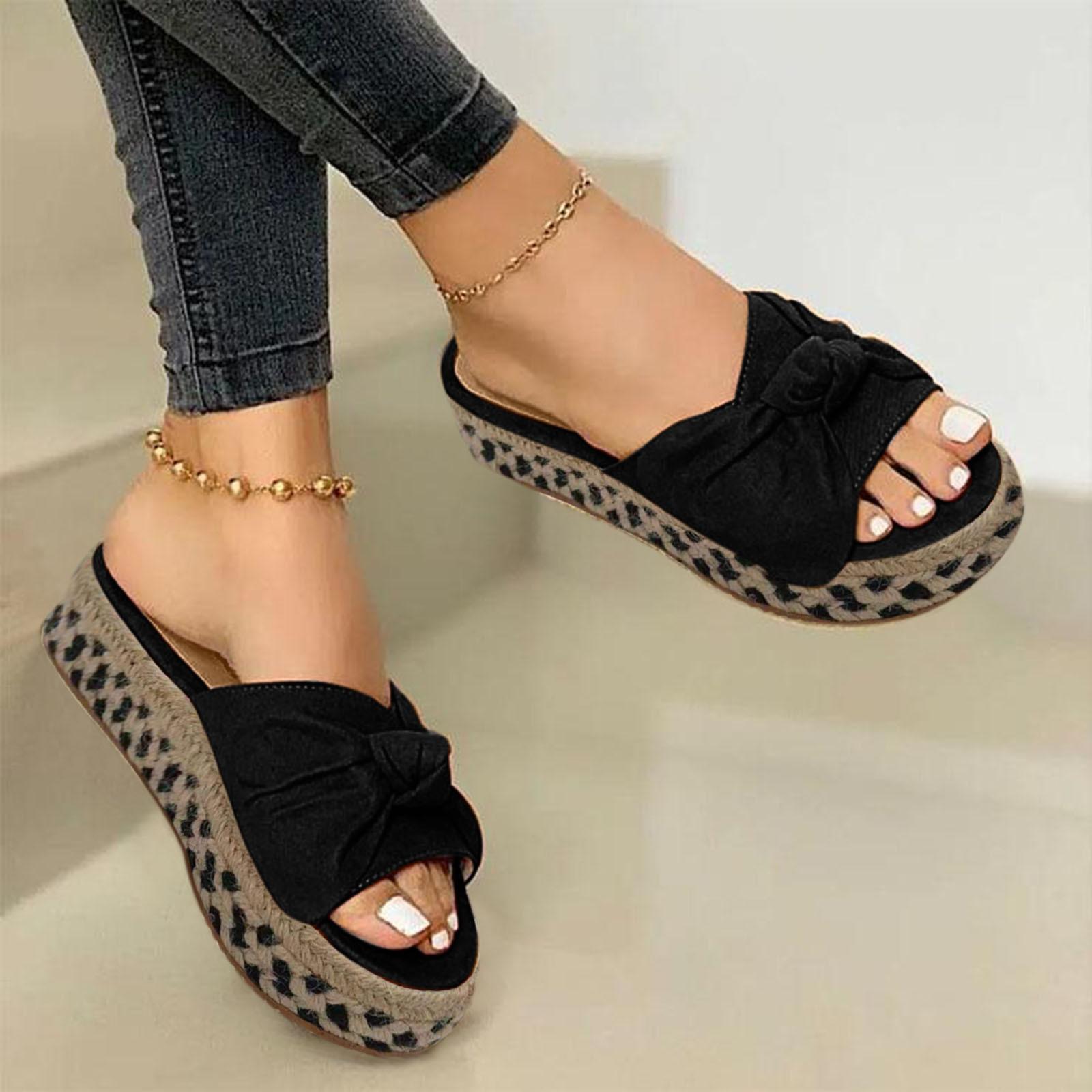 

Розмір Сандалі Платформа Танкетка Бантик І Шльопанці Модні Великі Жіночі Жіночі Шльопанці З Піни З Пам яттю Класичні Шльопанці Жіночі 41 чорний