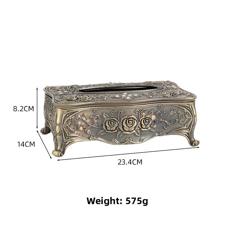 

Desktop Decorative Vintage Bronze Alloy Napkin Extraction Paper Box Toothpick Holder Living Room Napkin Dispenser Organizer Home