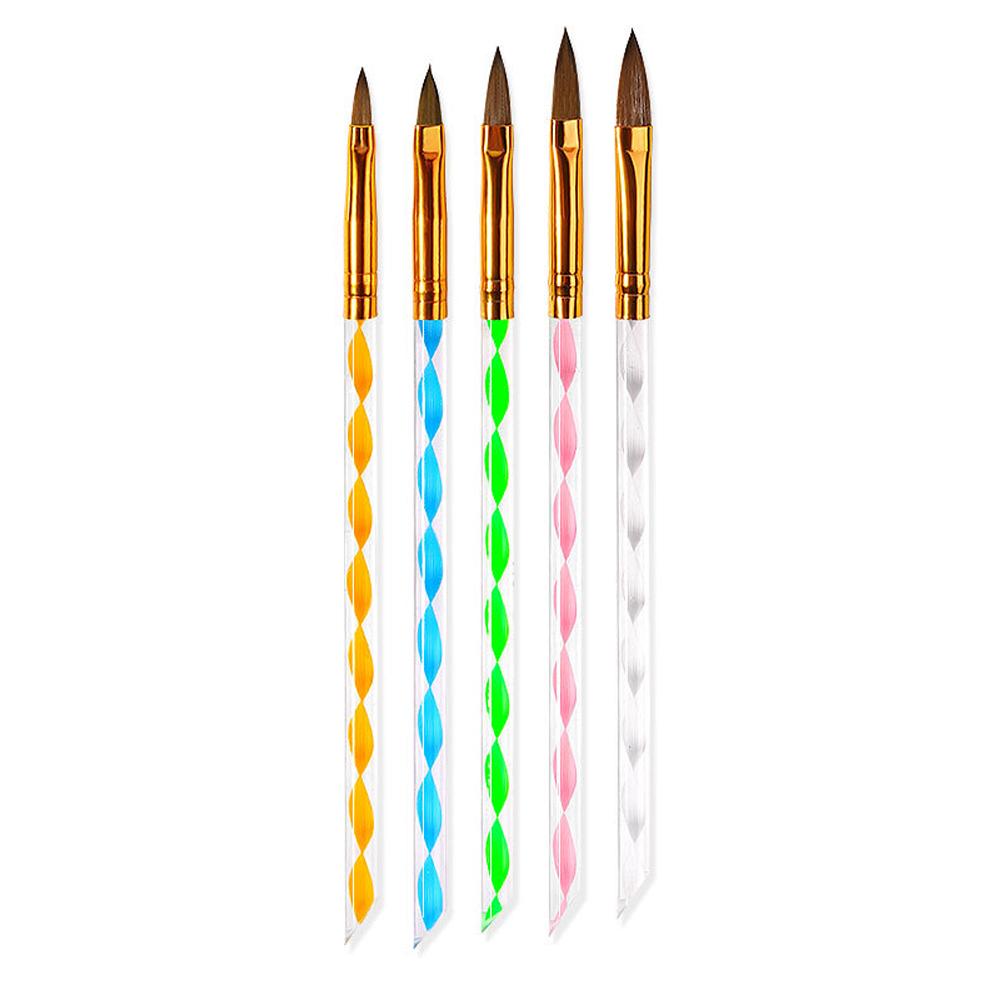 

LINMANDA 5 шт. акриловые кисти для дизайна ногтей подводка кисть маникюр точечный фрезер рисунок инструменты набор для дизайна ногтей своими руками золотой