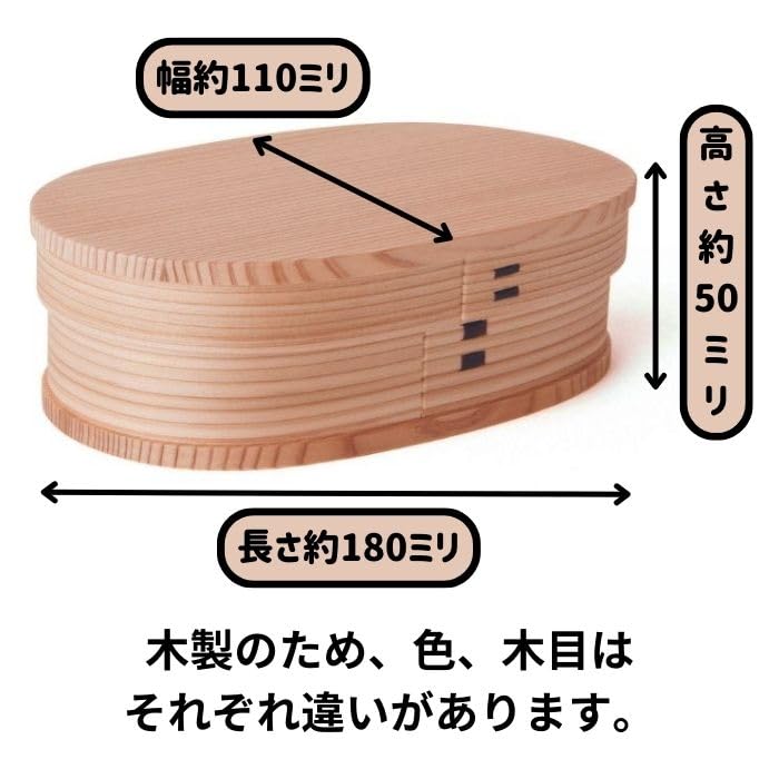 Boîte à bento ovale de petite taille Odate Kogeisha Fabriquée en bois cintré Boîte à lunch (490ml) 2450g, Japon,