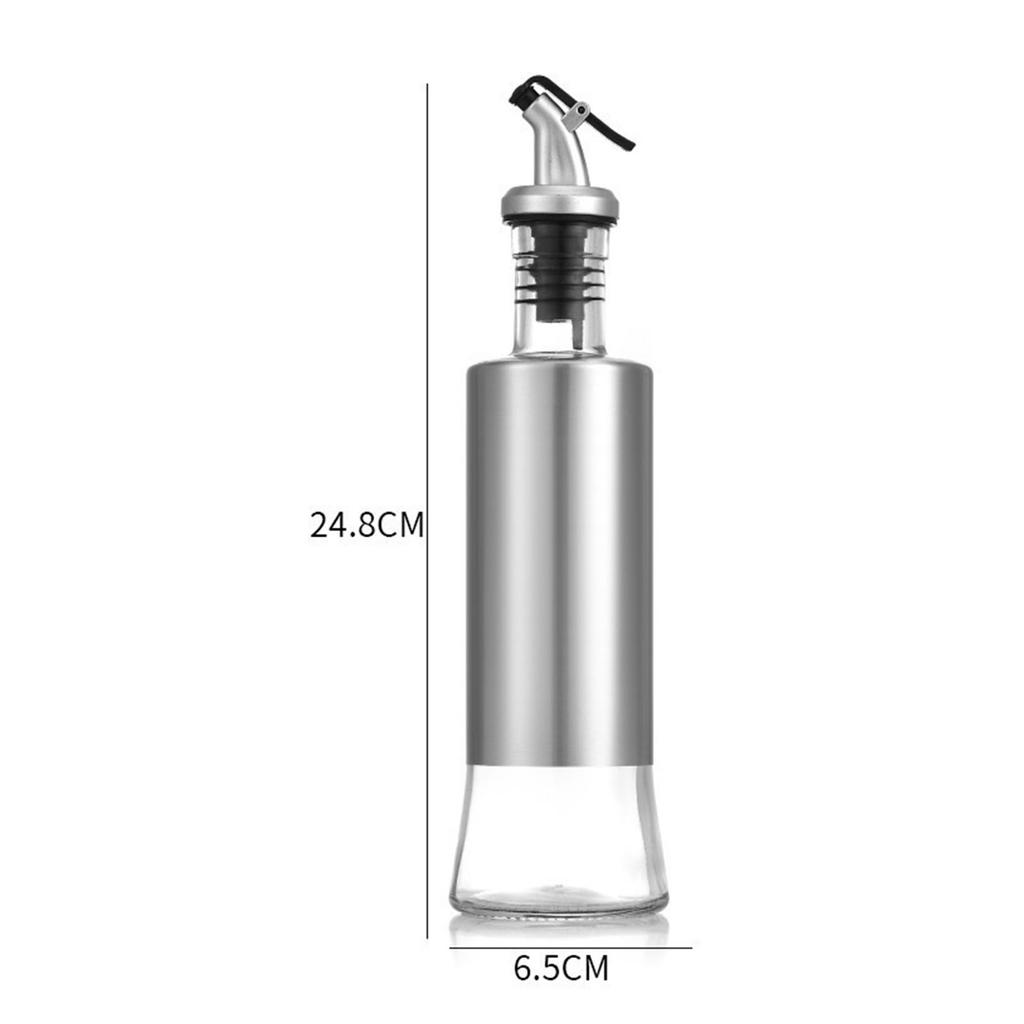 Glass Oil Bottle with Stainless Steel Shell Kitchen Cooking Press Controllable Condiments Storage Supplies S