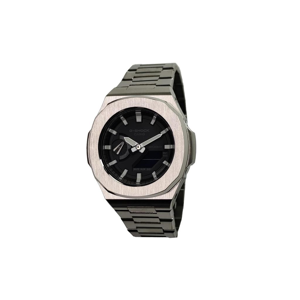 CASIO Custom Collection Electronic Movement Stainless Steel Strap Watch Men's Watches Black Dial GA-2100-1A