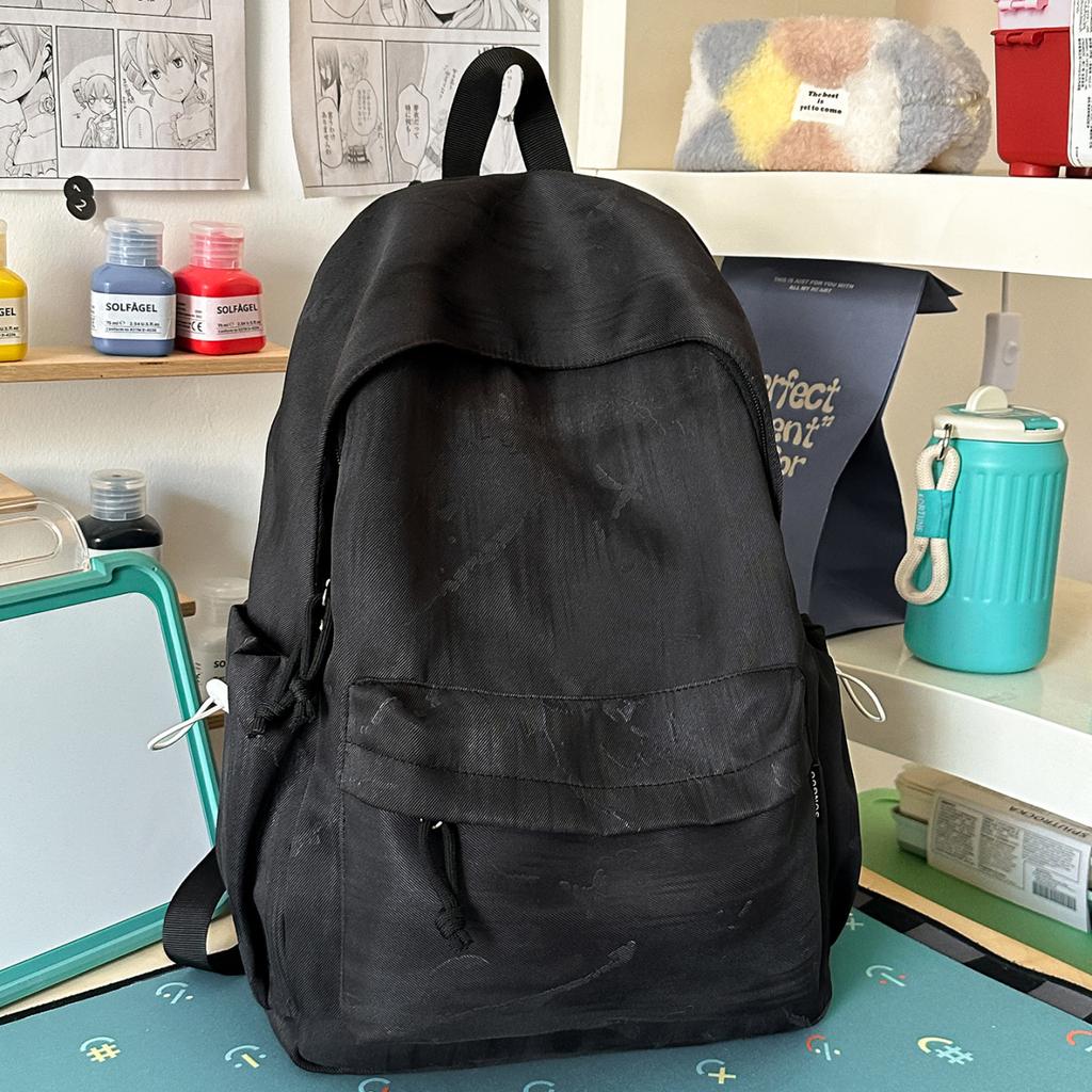 Schoolbag Korean version ins small fresh solid color backpack women's niche design casual backpack large capacity lightweight student schoolbag