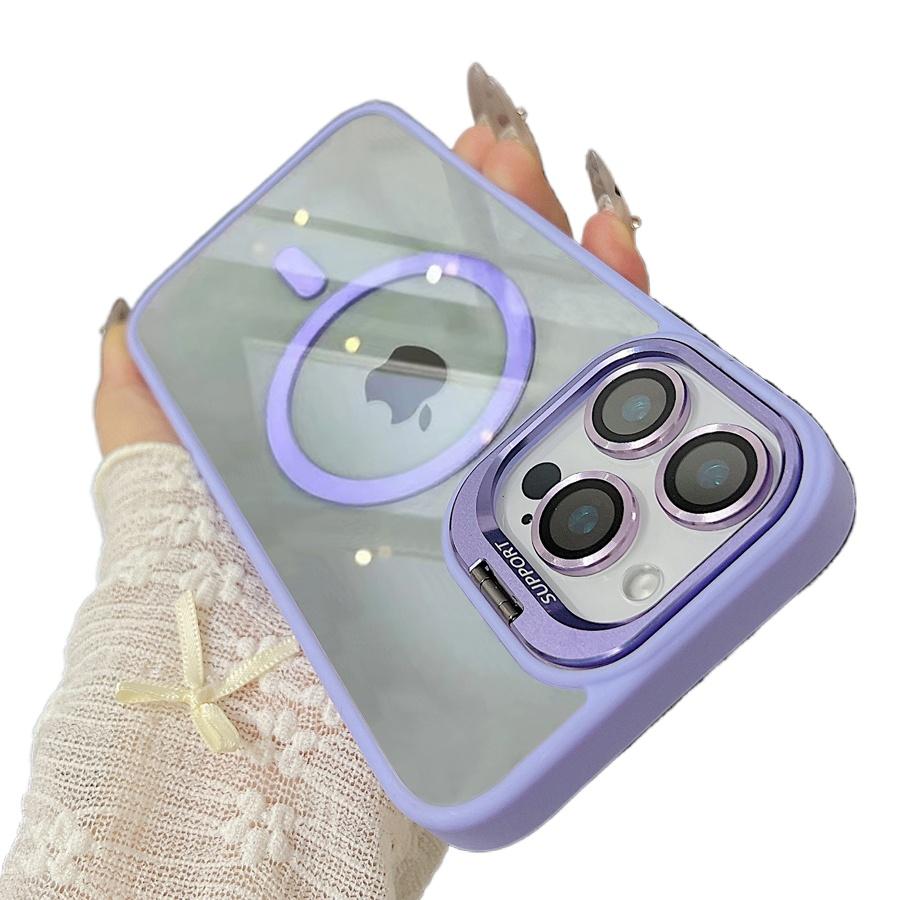 Luxury Magnetic Shockproof Phone Case For iPhone 16 15 14 13 12 11 Pro Max For Magsafe Funda Stand Glass Lens Protector Cover