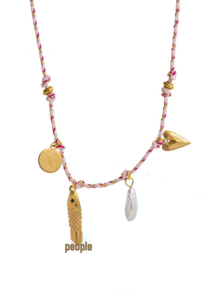 Colorful Rope Pendant Necklace: Butterfly, Turtle, Starfish, Elephant, & Shell Charms with Pearls & Chili Accents - Summer DIY Collection