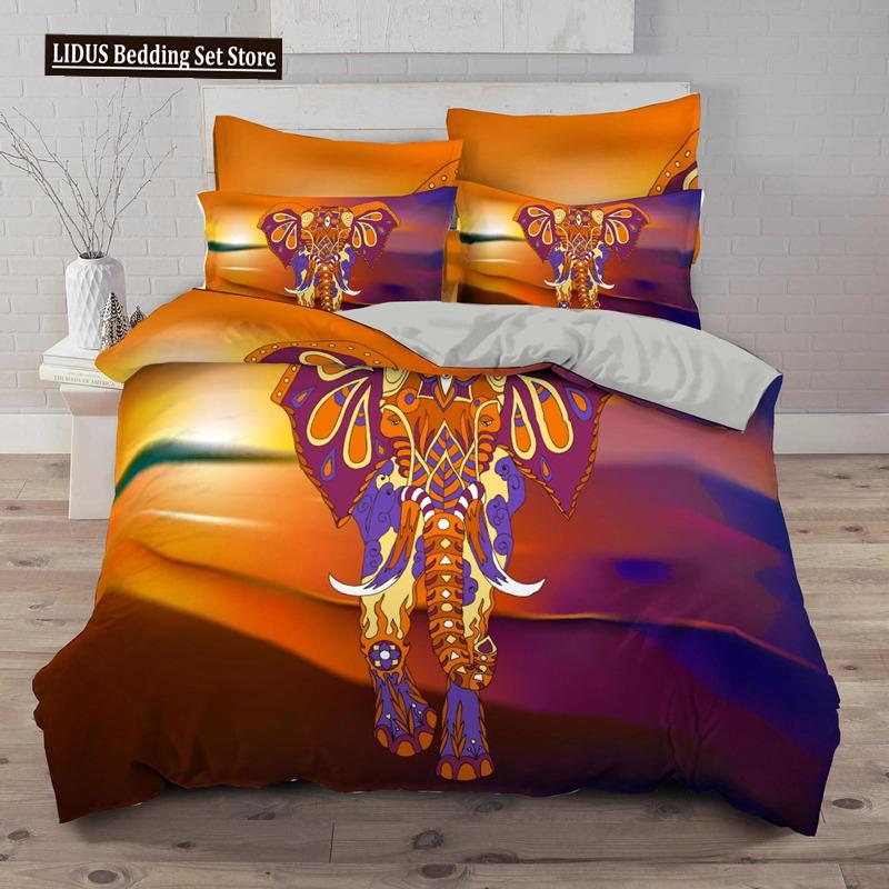 Elephant Bedding Sets Boho Style Luxury 3D Print For Kids Adults Teens Ganesha Duvet Cover Set Queen Size Polyester Bedding Set