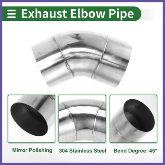 45 Degree Mandrel Exhaust Pipe DIY  4" OD 3.94" Leg  Stainless Steel
