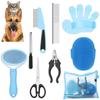 8Pcs Combo Set Cat Brush Beauty Kit with Pet Nail Clippers and Files Pet Self-Cleaning Kit Flea Comb Pet Shampoo Bath Brush Pet