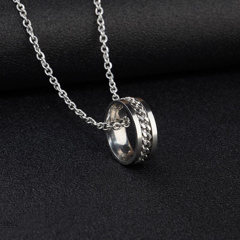 Brand All-Match Ring Necklace Dual-Use Men'S Pendant Simple Women'S Hip-Hop Personality Titanium Steel Accessories