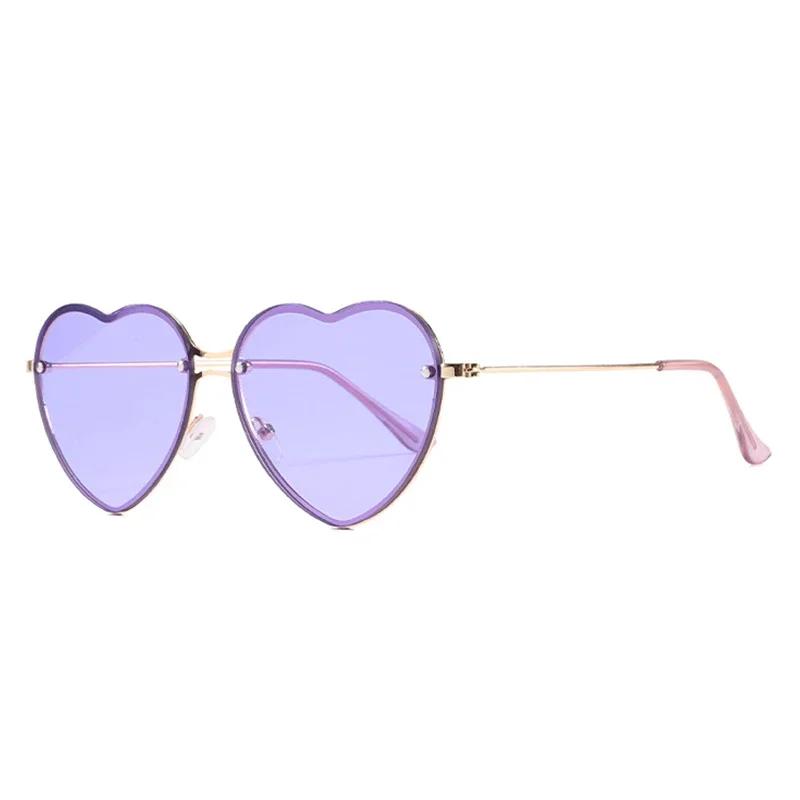 Heart Shaped Sunglasses Metal Women Brand Designer Fashion Rimless Love Clear Ocean Lenses Sun Glasses Uv400