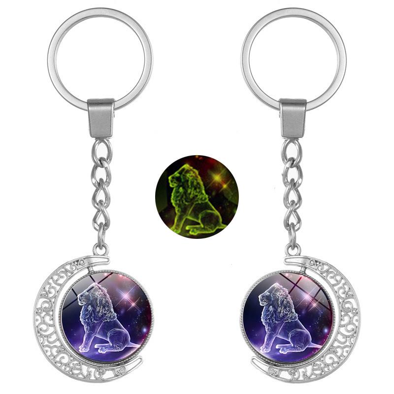 Double-Sided Luminous Zodiac Keychain Pendant for Backpacks – Couple Gift Accessory