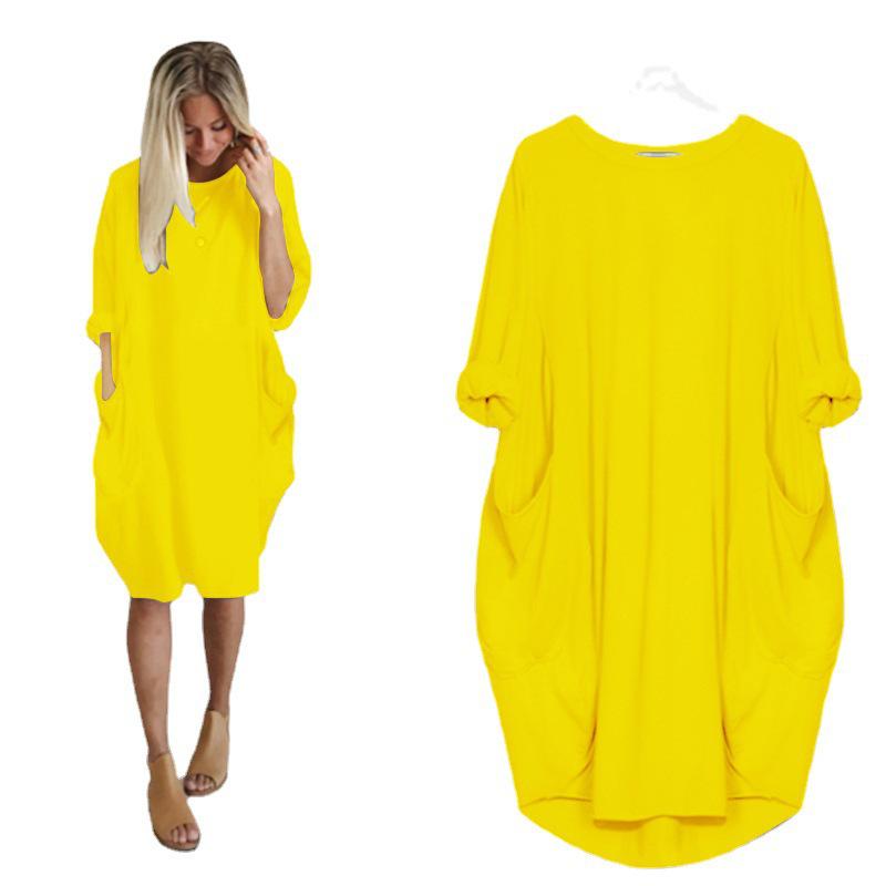 

Элегантное повседневное платье миди европейской и американской моды больших размеров для женщин 5X-Large жёлтый