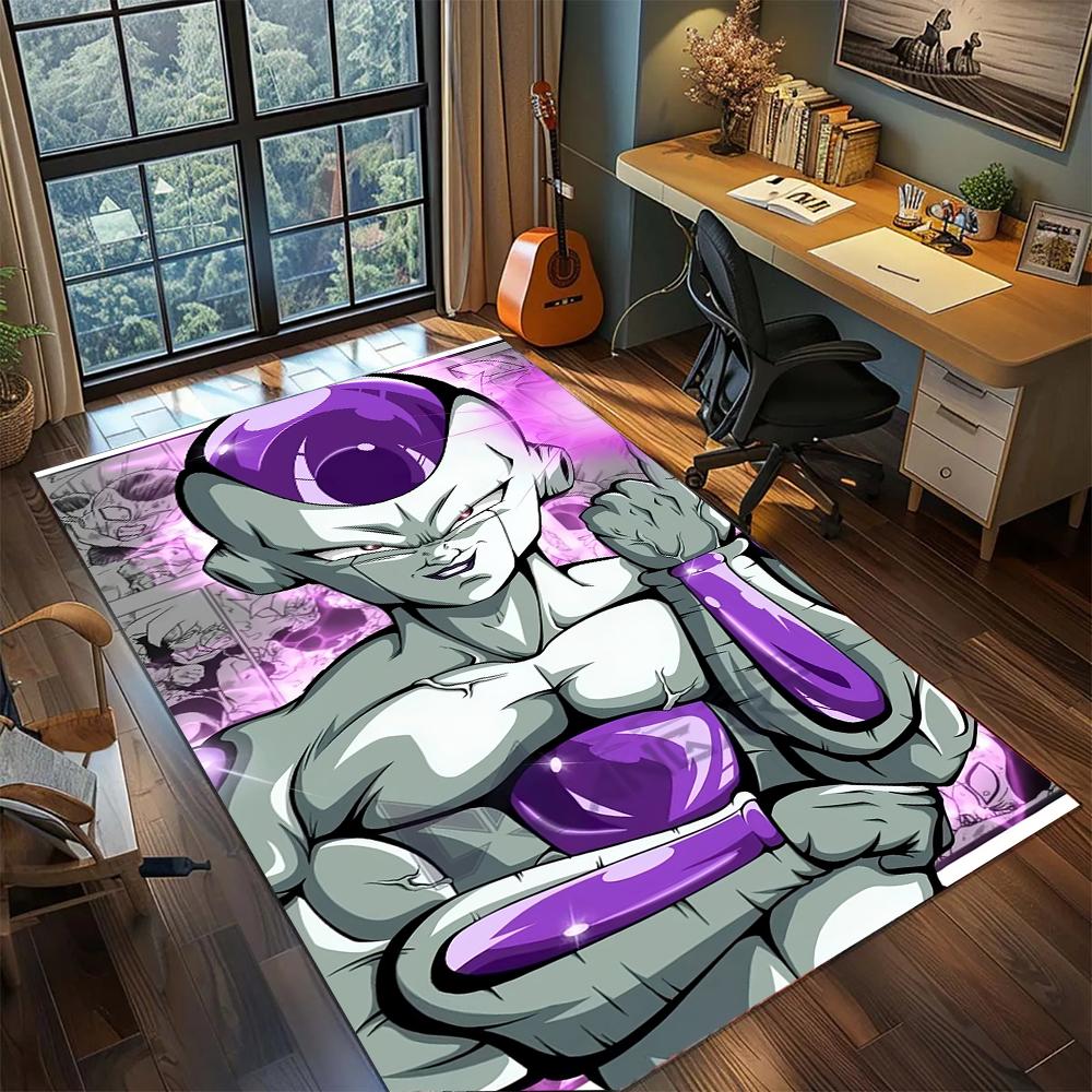 Cool Black Frieza Rug Carpet Large Area Rug Non Slip Washable Floor Mat Gamer Room Bedroom Home Decor
