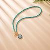 Bohemia Retro Natural Stone Beaded Evil Eye Pendant Necklace for Women Luxury Stainless Steel Zircon Choker Jewelry Fashion Gift