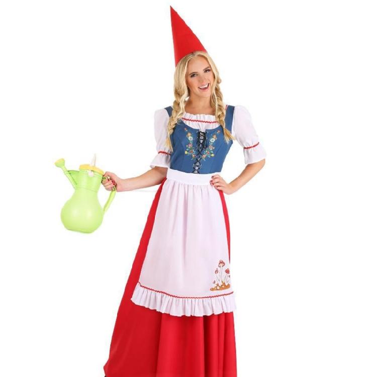 Garden Gnomes Costume Set Elf Costume Accessories Felts Dwarf Hats Ruffle Half Waist Apron for Halloween Cosplay Party