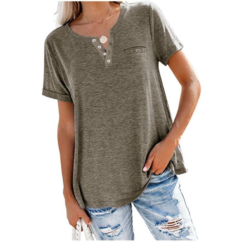 BITCED Women's Fashion Casual Short Sleeve V Neck Blouses & Shirts International Design