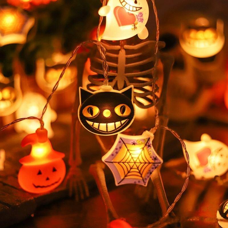 1PC Halloween LED String Lights Spider Web Ghost Pumpkin Festival Decoration Lamp Atmosphere Lighting For Holiday Home Decor