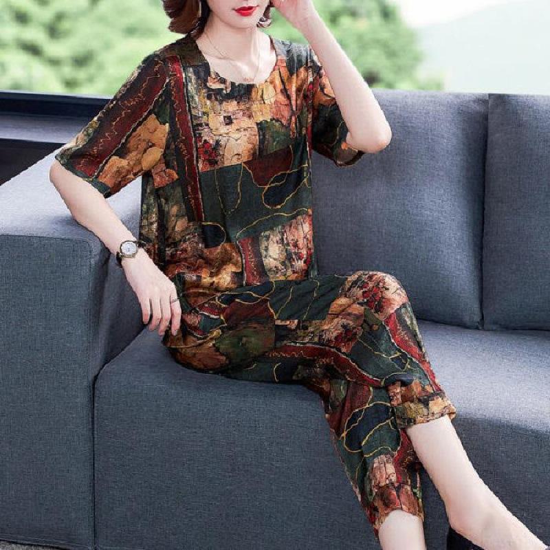 Fat Women's Huge Slimming Suit Women's Summer Loose-fitting Belly-covering Short-sleeved Two-piece Suit for Women