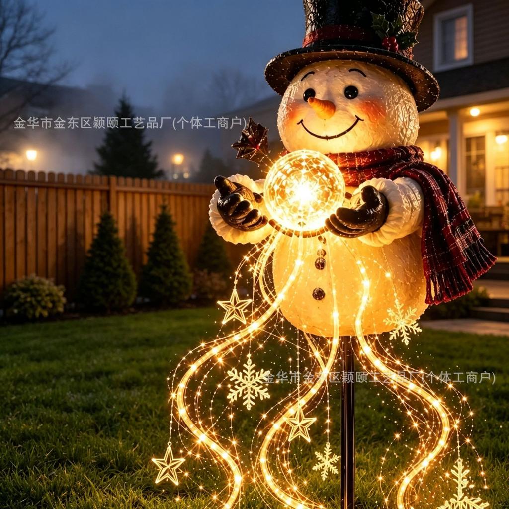 Snowman Magic Garden Stake Light, Christmas Outdoor Decoration, Solar Powered Waterproof Warm White LED Yard Light