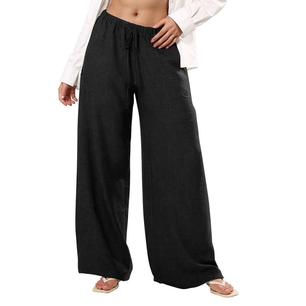 Damen Farbe Elastische Taille Taschen Locker Lässig Hosen für den Alltag