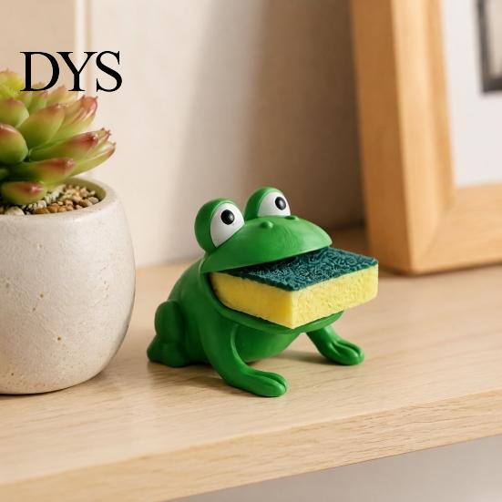 Home Organization for Kitchen Frog Sponge Holder Sink, Cute Animal Shape Decorative Sink Organizer Caddy, Draining Rack, Novelty Countertop