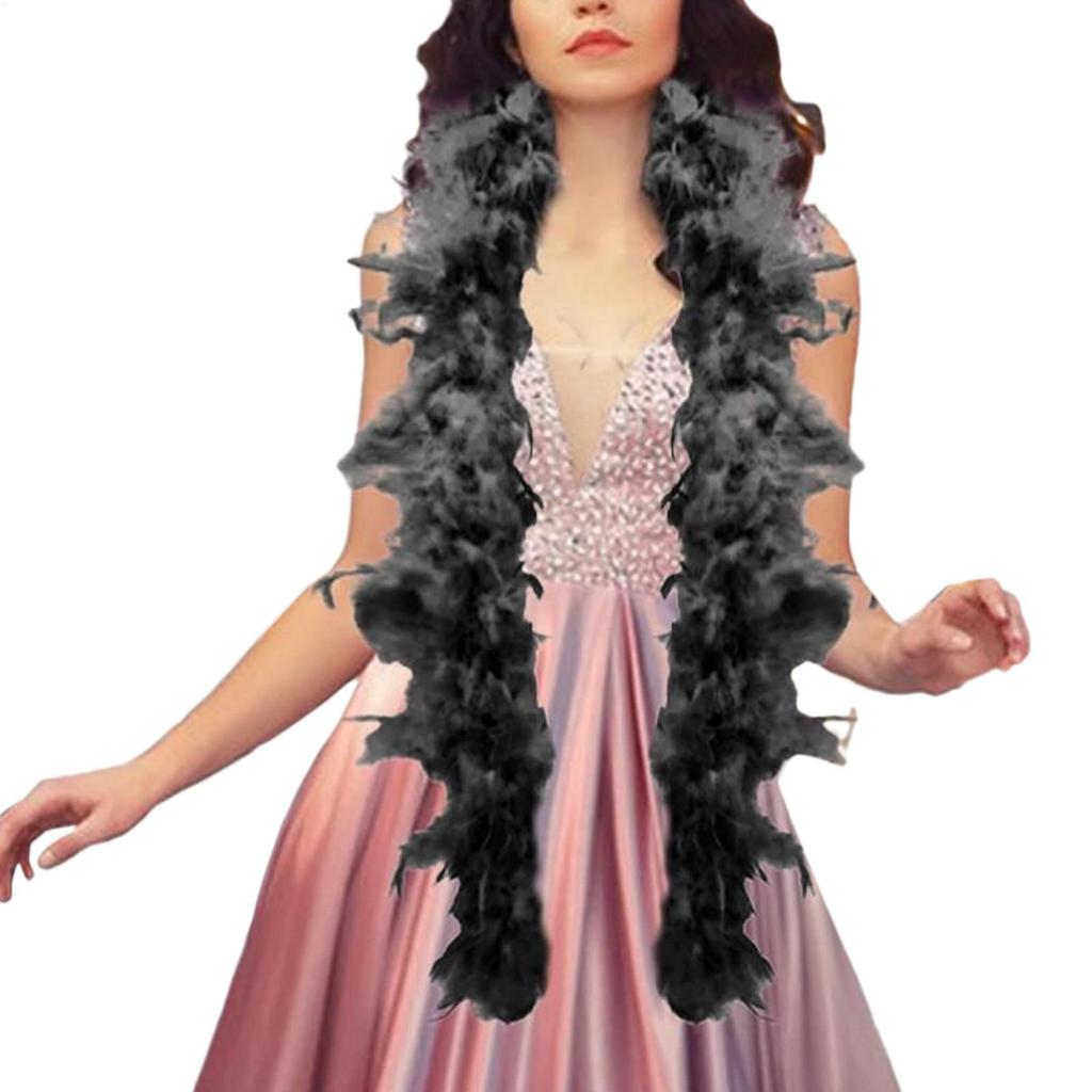 Black Boa 2Meter Long Plumes Shawl For Wedding Party Dress Sewing Clothing Decoration Scarf Dress Stage Christmas Decoration