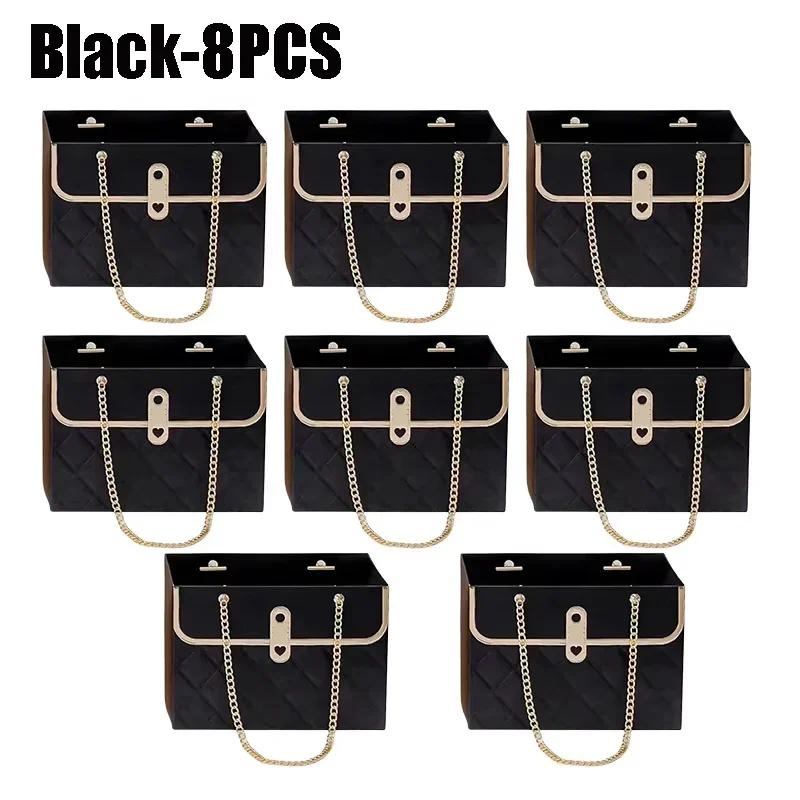 Flower Bags for Bouquets Small Flower Boxes for Arrangements with Metal Chain Cute Purse Paper Gift Box Floral Packing Tote Bags