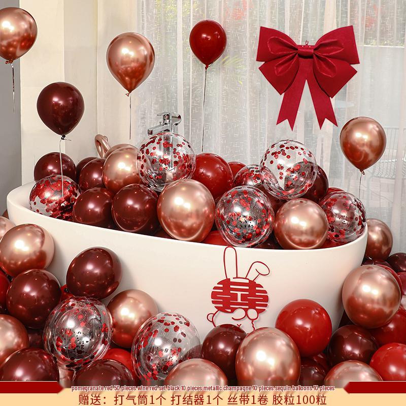 Double Layer Red Latex Balloons Set for Wedding & Engagement Room Decorations