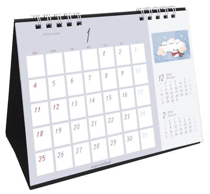 Piyo Techo Seasonal Tit January Start Long-tailed Calendar, Desk, 2026,