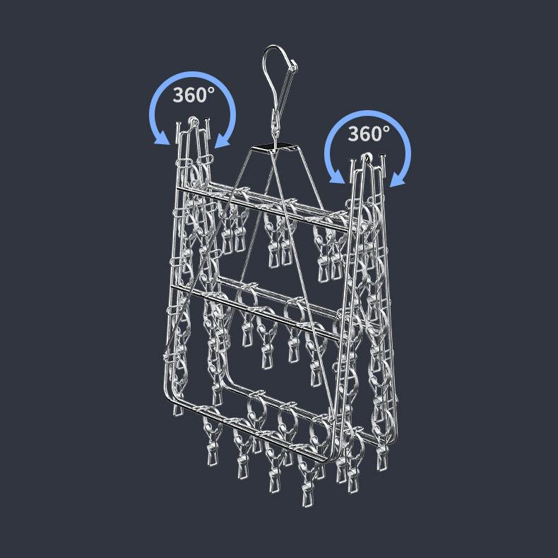 Umeraș pentru haine cu mai multe cleme, pliabil și îngroșat, cu 24/40/52 de cleme, șosete, prosop, rezistent la vânt.