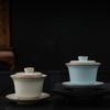 170ML Large Ru Kiln Gaiwan Ru Porcelain Teapot with Built-in Filter Heatproof Handle Chinese Ceramic Tea Set Celadon