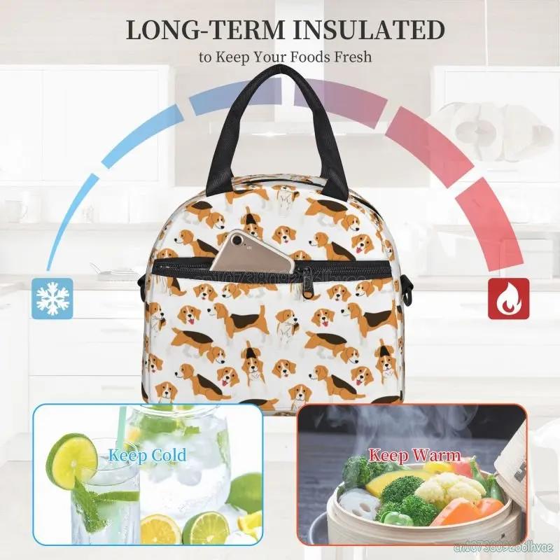 Cute Beagle Dog Insulated Lunch Bag Water Resistant Bento Tote Bag Reusable Thermal Lunch Box for Work School Picnic Travel
