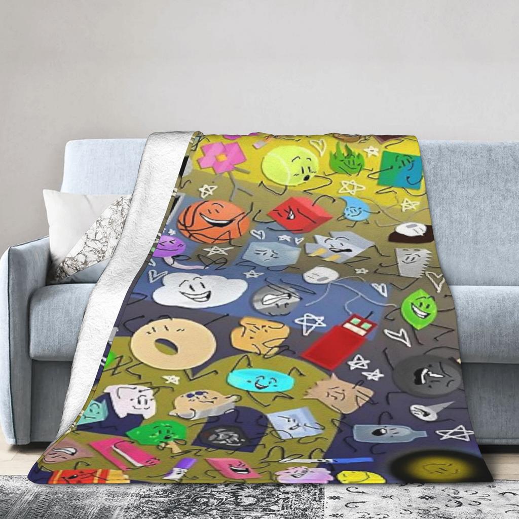 BFDI Cartoon Animated Blankets Flannel Warm Throw Blankets for Home Couch Bedroom Quilt