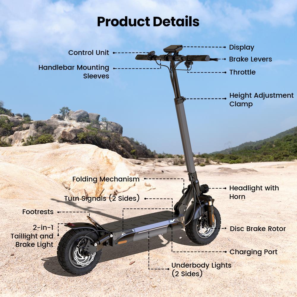 iScooter Electric Scooter 45km/h Max Speed 1000W Motor 14Ah 10 Inch Off Road Tire With Suspension Escooters
