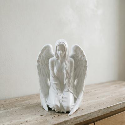 Figurka Anioła Drukowana 3D, Ozdoba Anioła na Biurko, Rzeźba Anioła z Żywicy do Sypialni, Przedpokoju, Gabinetu, Stylowa Dekoracja Domu, Prezent