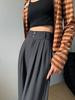 Gray High-Waisted Wide-Leg Pants for Women - Spring Plus Size, Drapey Straight Casual Suit