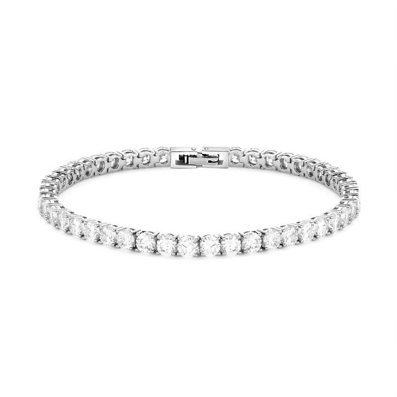 Authentic Products S925 Sterling Silver Tennis Bracelet Trendy Men and Women Neutral Diamond Bracelet European and American Entry Lux Fancy Ornament 16 cm Silver Full Diamond Tennis Bracelet