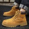 Men's Autumn/Winter Lightweight Breathable British Style High-Top Yellow Pigskin Work Boots
