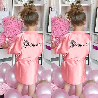 Toddler Baby Kids Girls Solid Silk Satin Kimono Robes Bathrobe Sleepwear Pajamas